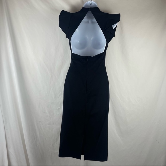 Lulus Black Ruffled Sleeve Midi Dress NWT Size S - Picture 5 of 15